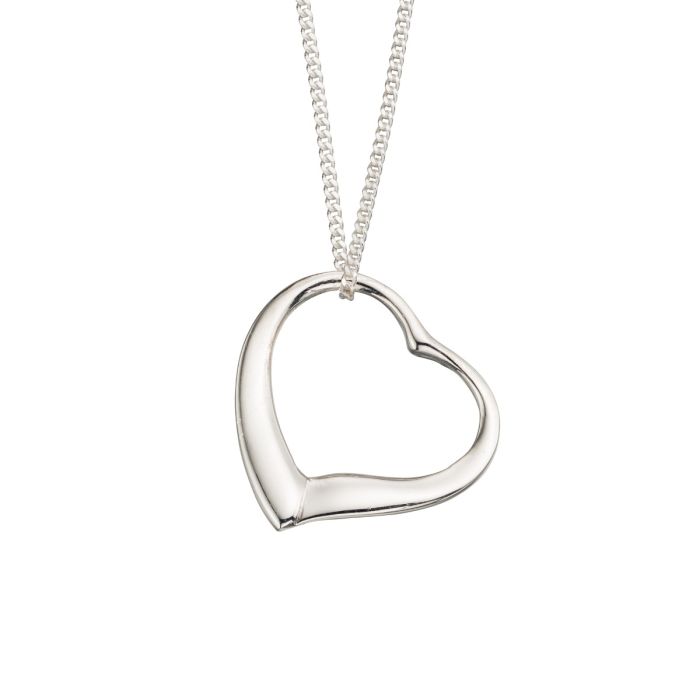 Silver large open slip on heart pendant - Carathea