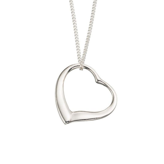 Silver large open slip on heart pendant - Carathea