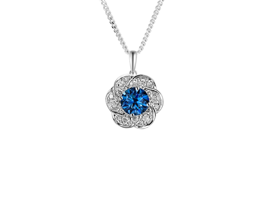 silver london blue topaz cz cluster pendant - Carathea at Jools