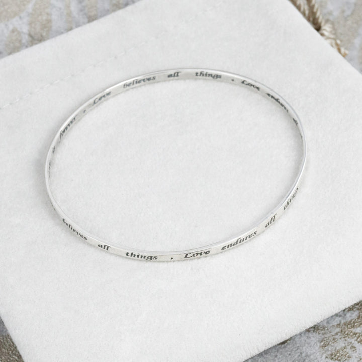 Silver 'Love' Messages Bangle