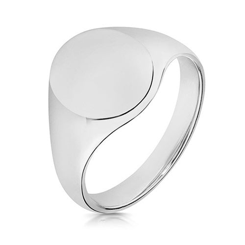 silver medium weight oval signet ring for men | Carathea