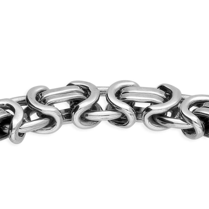 Oxidised Silver Fancy Link Men's Bracelet