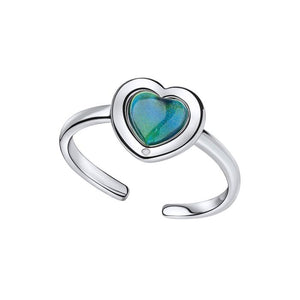 silver adjustable heart-shaped mood ring - Carathea jewellers