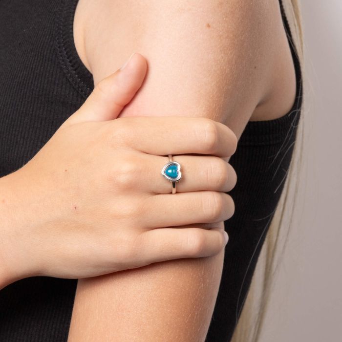 silver adjustable heart-shaped mood ring - Carathea jewellers