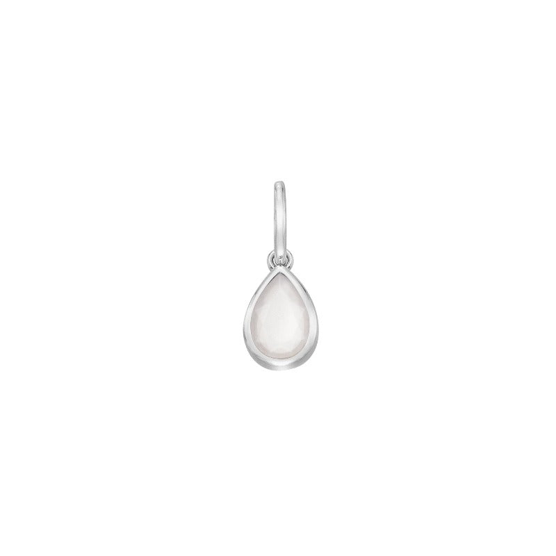 June White topaz birthstone teardop silver charm pendant - Carathea jewellers