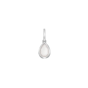 June White topaz birthstone teardop silver charm pendant - Carathea jewellers