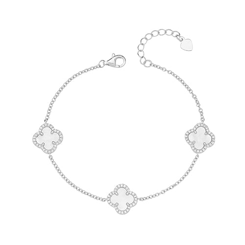 Silver bracelet with Mother of Pearl clover - Carathea