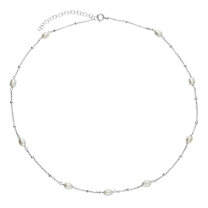 silver and freshwater pearl station necklace - Carathea & Jools jewellers Bridgwater