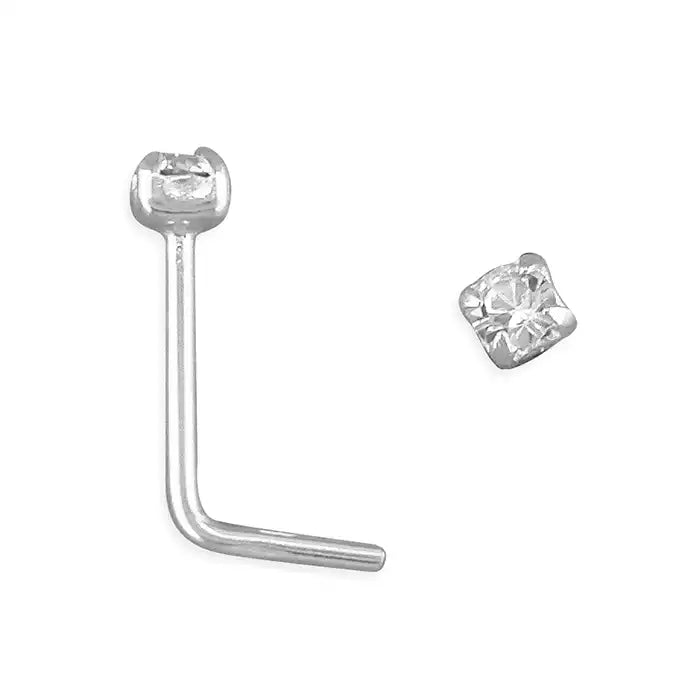 Silver crystal nose stud 2 mm - Carathea jewellers