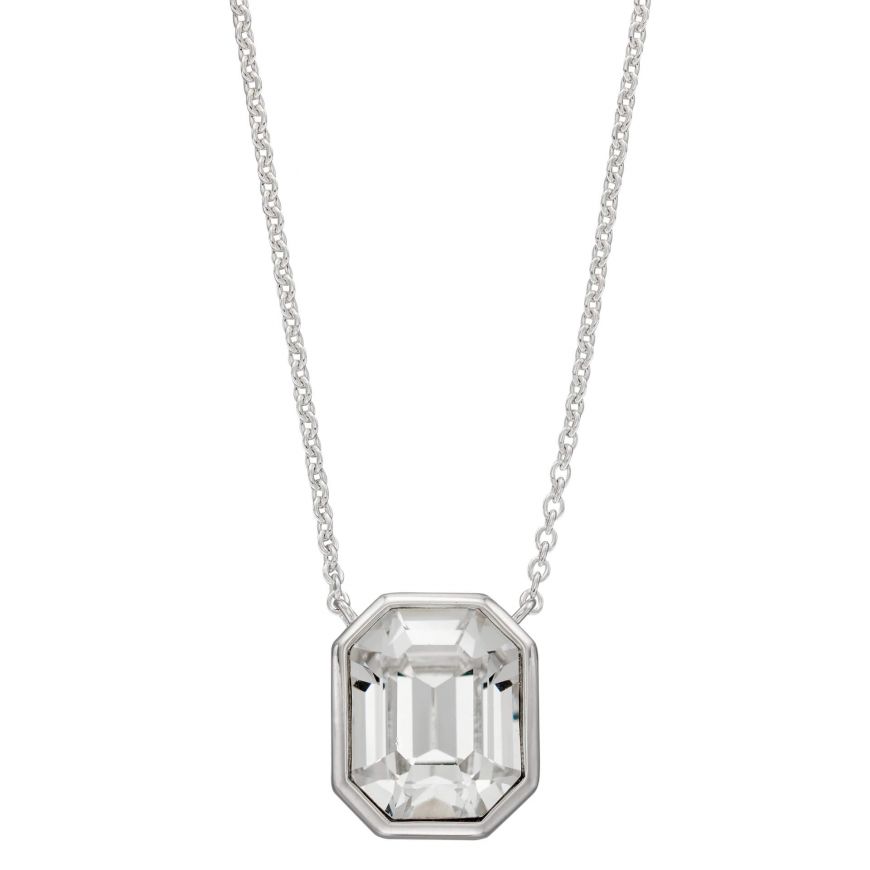silver crystal octagonal necklace | Carathea