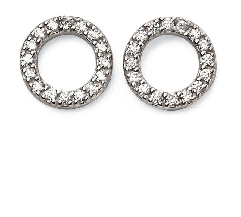 Silver cubic zirconia open circle stud earrings - Carathea Jewellery Earrings
