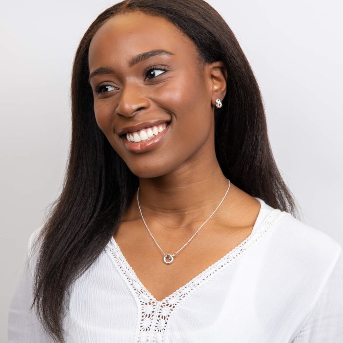 silver circle and rope effect necklace - Carathea