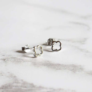 silver open clover stud earrings - Carathea jewellers