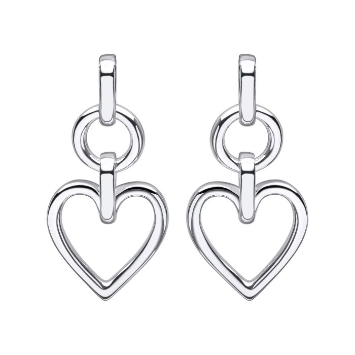 silver open heart drop earrings - carathea jewellers