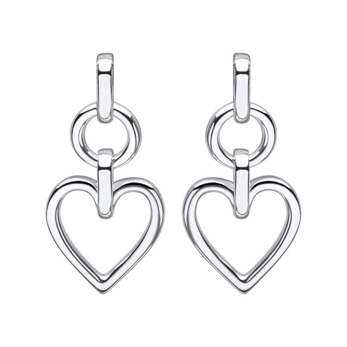 silver open heart drop earrings - carathea jewellers