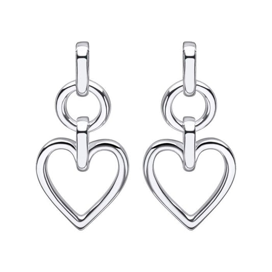 silver open heart drop earrings - carathea jewellers