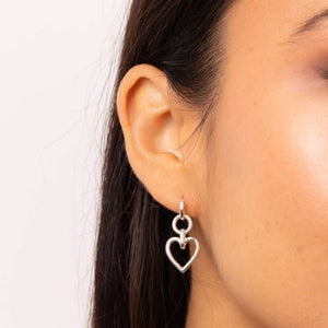 silver open heart drop earrings - carathea jewellers