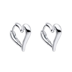 Silver Open Heart Hoop Earrings