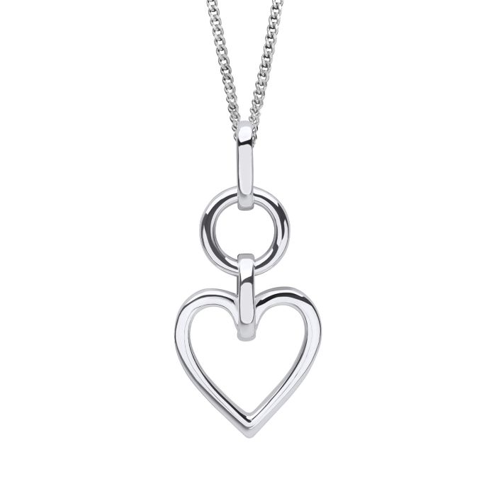 silver open heart pendant and chain - Carathea jewellers