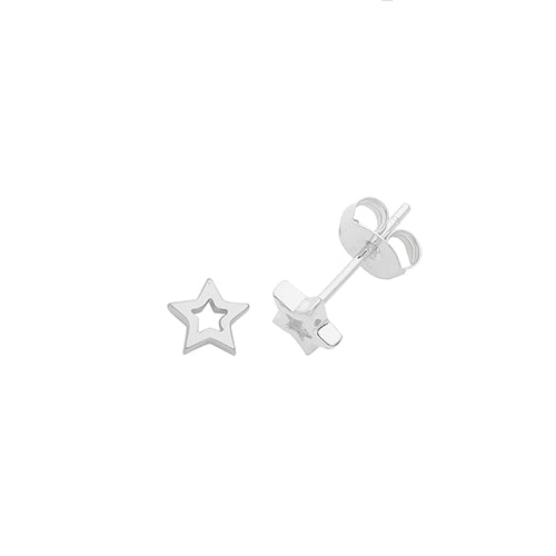 silver openwork dainty star stud earrings | Carathea