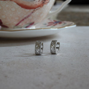 silver openwork huggie earrings with CZ edges - Carathea