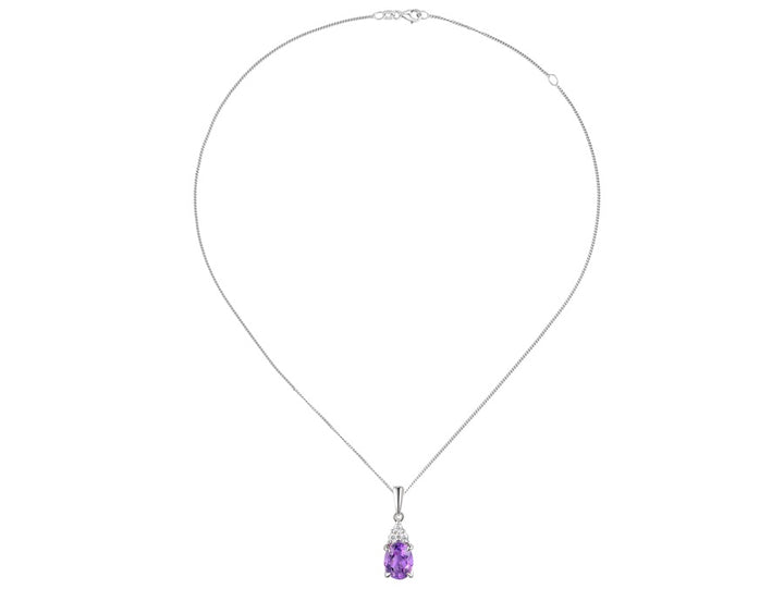 silver pendant with oval amethyst and 3 cz's | Carathea