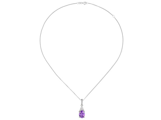 silver pendant with oval amethyst and 3 cz's | Carathea