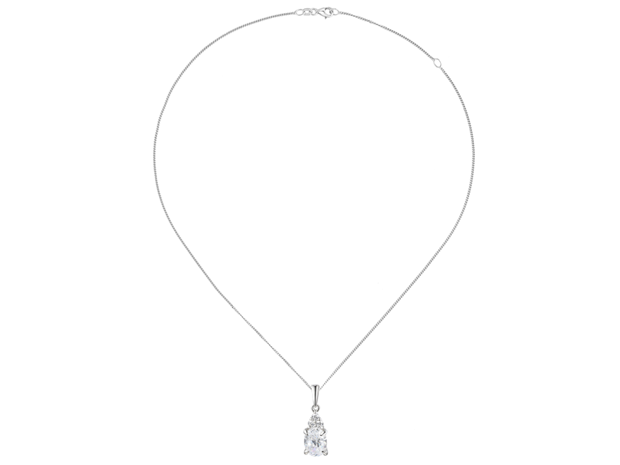 Silver Oval CZ with 3 CZ's pendant - Carathea & Jools