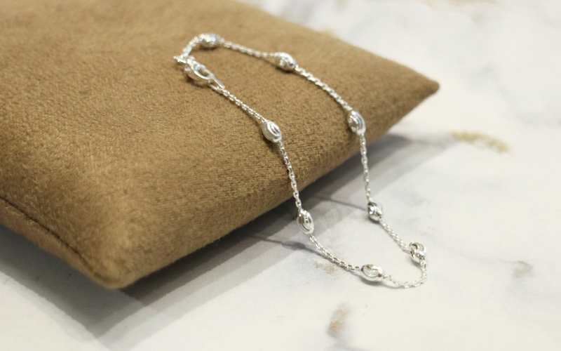 Silver Oval Moon Bracelet