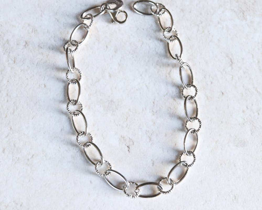 Silver Bracelet Alternative Oval and Round Links