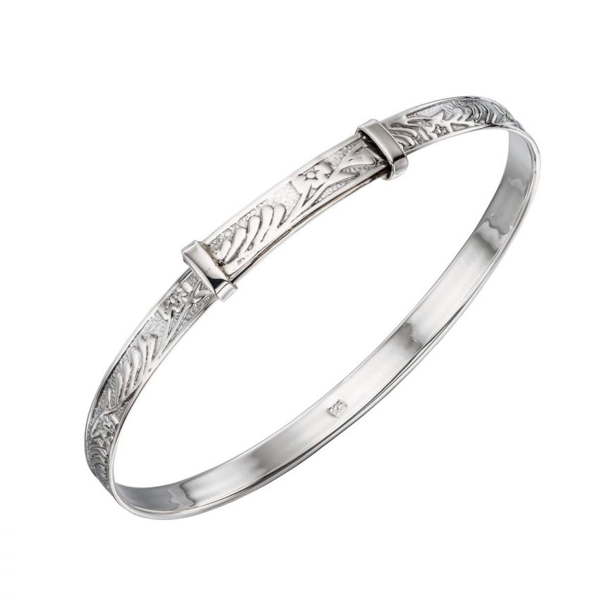 Child's Silver Patterned Expandable Bangle
