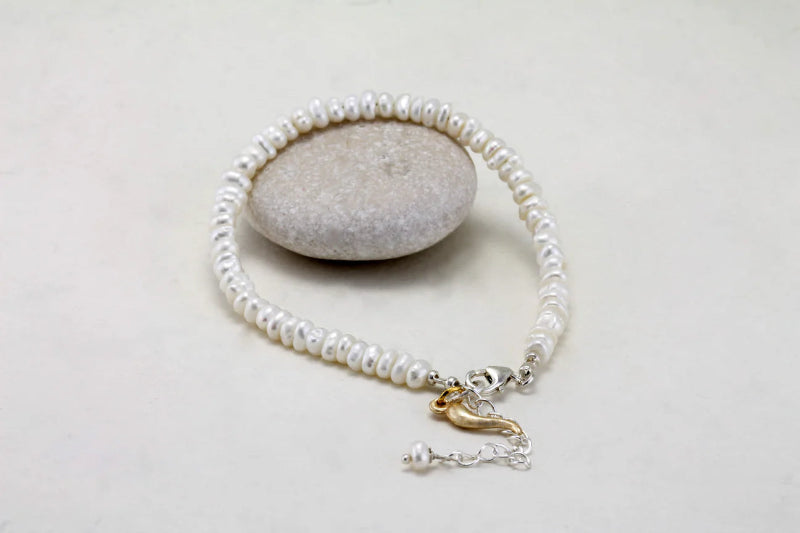 silver pearl horn of plenty bracelet - Carathea jewellers