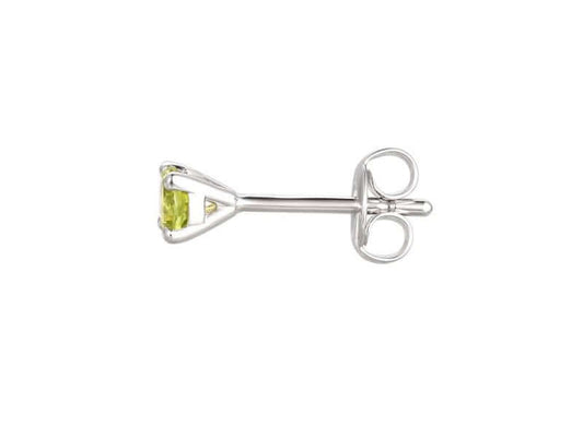 silver 4mm peridot stud earrings - Carathea