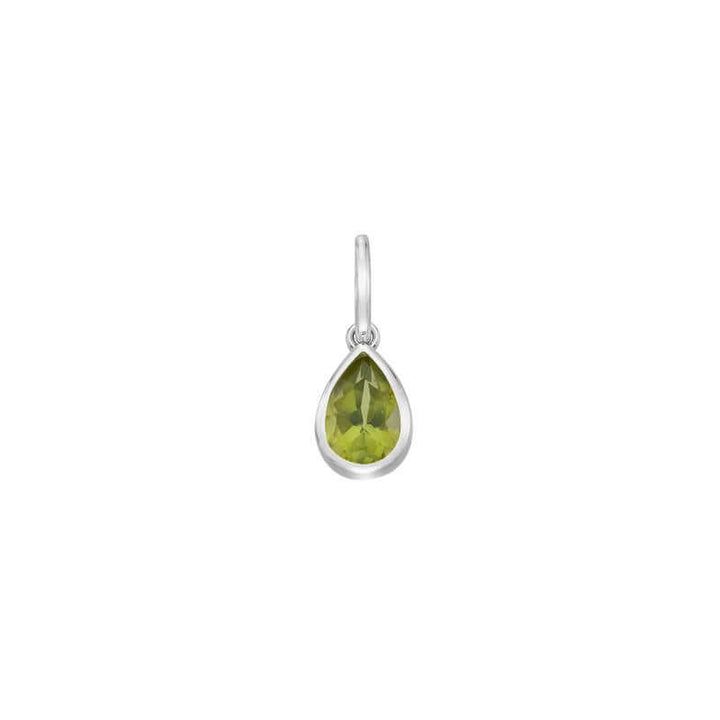 August  Peridot birthstone teardop silver charm pendant - Carathea jewellers