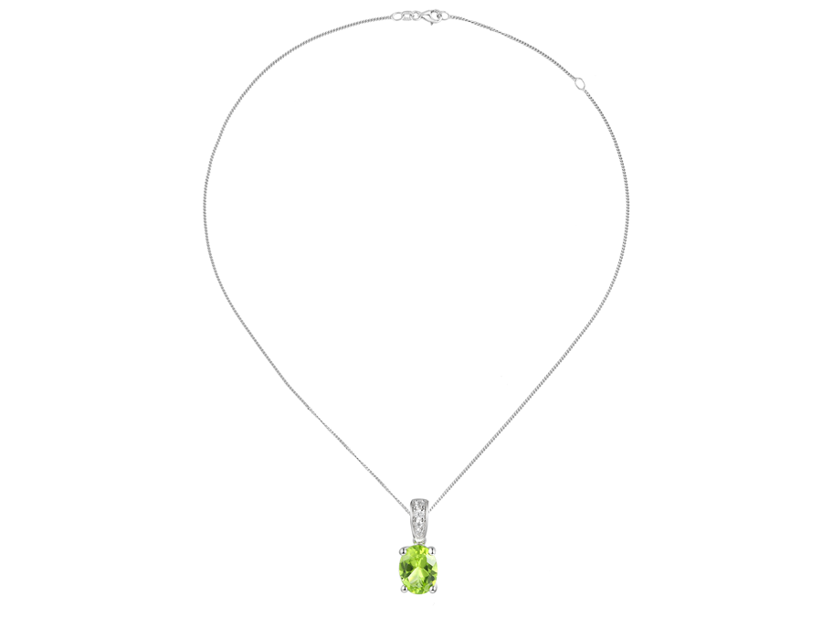 Silver Peridot & CZ Pendant