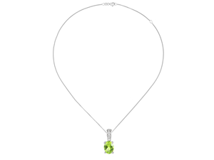 Silver Oval Peridot and CZ Oval Pendant