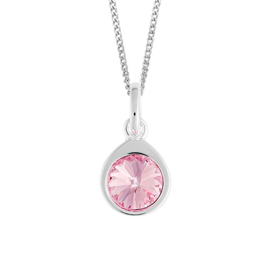 Silver Light Rose Precious Round Pendant