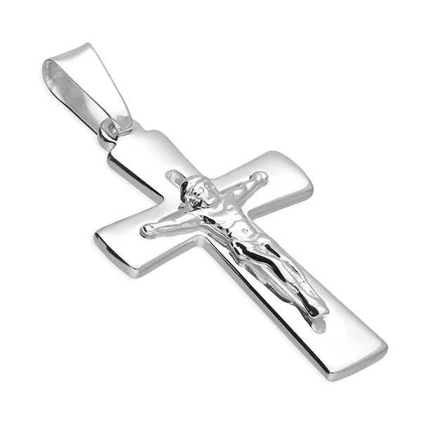 Solid 925 Sterling Silver Plain Open Cross Pendant – 33mm X 20mm, Simple & Elegant