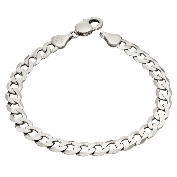 Platinum Plated Silver Curb Chain Bracelet