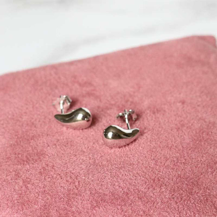 silver puffed teardrop earrings - Carathea jewllers