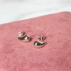 silver puffed teardrop earrings - Carathea jewllers