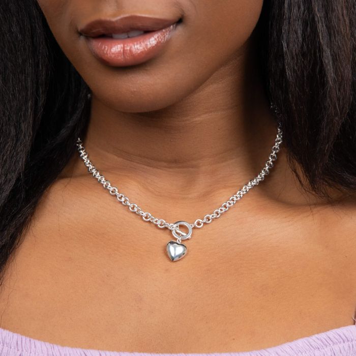 Sterling silver heart pendant necklace.