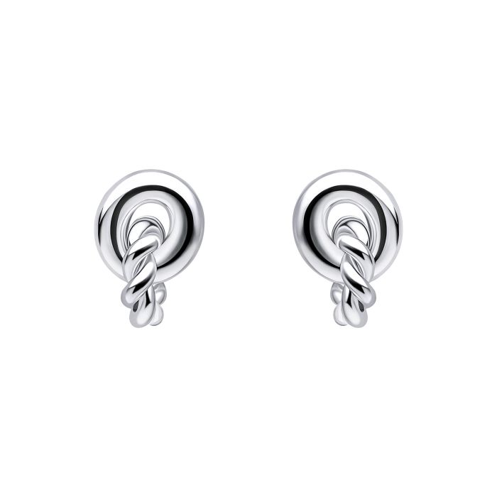 silver circle and rope earrings - Carathea jewellers