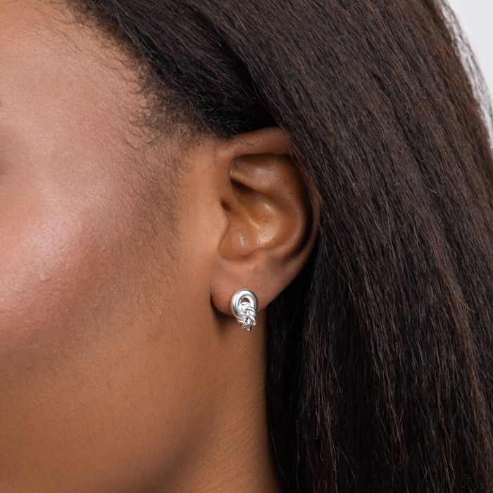 silver circle and rope earrings - Carathea jewellers