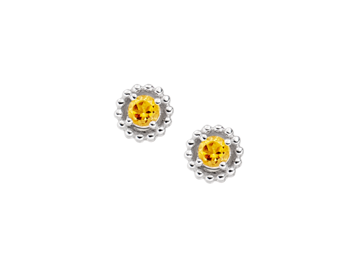 Citrine stud earrings in sterling silver.