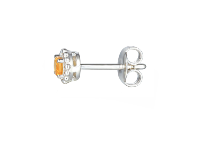 Citrine stud earrings in sterling silver.