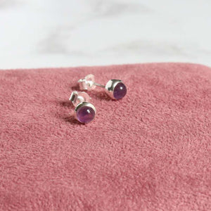 Silver round amethyst studs - Carathea jewellers