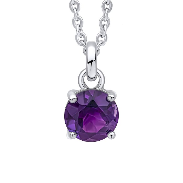 Silver Pendant with Round Amethyst