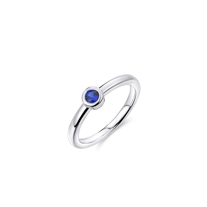 silver solitaire blue CZ stone ring - Carathea & Jools Bridgwater Jewellers