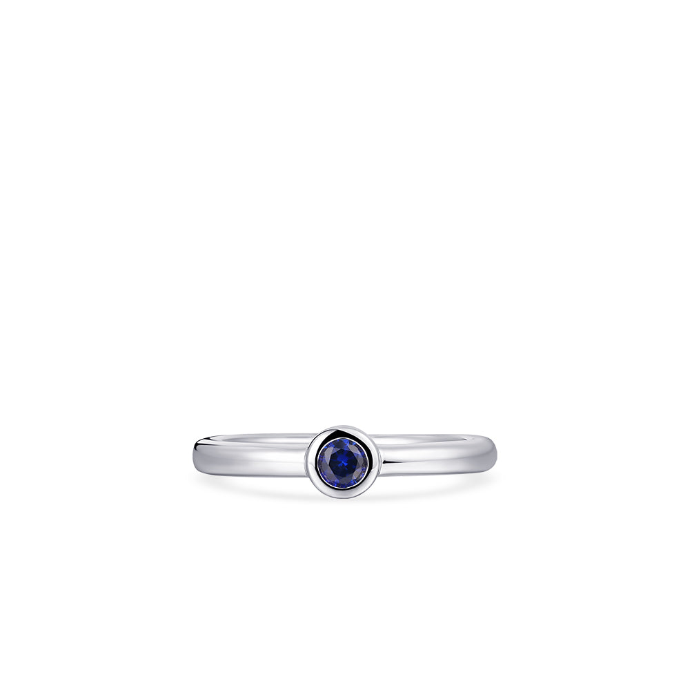 silver solitaire blue CZ stone ring - Carathea & Jools Bridgwater Jewellers